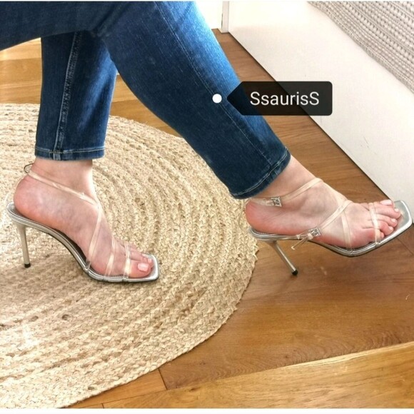 Zara Clear Invisible Vinyl Straps High Heel Strappy Sandals Women's 7.5 - Picture 2 of 10